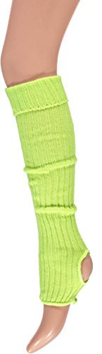 krautwear® Damen Mädchen Ballettstulpen mit Fersenloch Beinwärmer Ballett Stulpen Legwarmer Armstulpen ca. 55 cm 80er Jahre 1980er Jahre schwarz weiss Neon Pink Grün Gelb Orange (Gelb)
