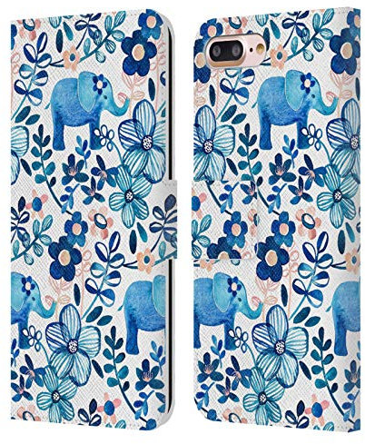 Head Case Designs Officially Licensed Micklyn Le Feuvre Watercolour Floral Elephant Patterns 2 Leather Wallet Case Compatible With Apple iPhone 7 Plus/iPhone 8 Plus