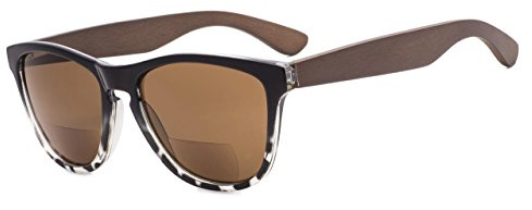 Eyekepper Bifokale Sonnenbrille mit Holz Tempel für Frauen +2.00 Stärke Lesen Lesehilfen(Schwarz-Leopard Rahmen）