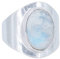 mantraroma Ring 925 Silber Damen Regenbogen Mondstein Edelstein weiß schlicht groß modern