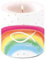 Tischkerze Kommunion, Taufe, Regenbogen Fisch, bunt, 90 mm