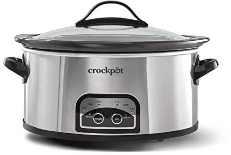 Crock-Pot 6 Quart Programmable Slow Cooker with Timer and Auto Food Warmer Setting, Stainless Steel