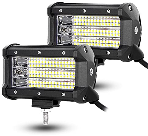 AUXTINGS 2 Stücke 5 zoll 13 cm 9000lm 3 Reihe LED Lichtleiste Arbeitslicht Spot Flutlichtstrahl für Lkw Traktor 4X4 Boot Off Road Auto Nebelscheinwerfer DC 12V 24V Wasserdicht IP67