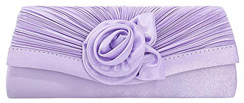 wocharm Charming Women Satin Banquet Bag Clutch Prom Wedding Club Evening Handbag(Light Purple)