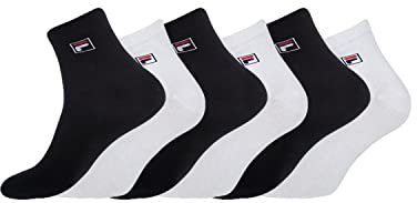 FILA Calzini Uomo Cotone Set di 6 Calze Sportive Uomo, Comodo e Confortevoli, Bianchi, Nero, Taglie 43/46