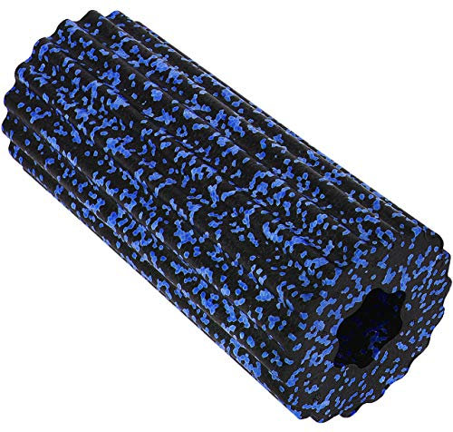 Faszienrolle Fitness Foam Roller Mittel-Hart EPP Massage-Rolle für Rücken Beine Nacken Schultern drei Farben 8679 , Farbe:Schwarz-Blau