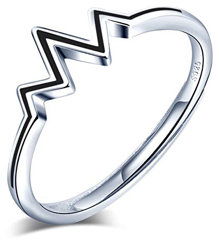 Yumilok Damen Ringe Einstellbar Öffnen mit Wellen Trendsymbol Jahrestag Ring Vertrauensring 925 Sterling Silber Geschenke für Frauen Mädchen