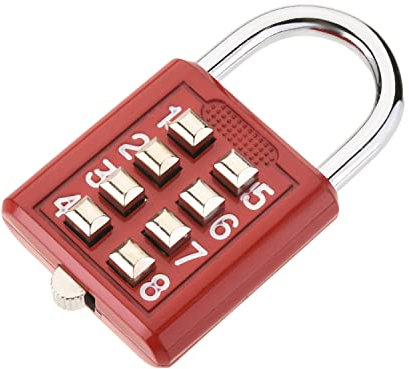 MroMax 1 cadenas à combinaison à 8 chiffres avec bouton poussoir pour casier, salle de sport, étui, tiroir, boîte à outils Rouge