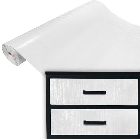 Klebefolie Möbel 90x100 cm | Selbstklebende Möbelfolie in Holzoptik - wasserfest und zuschneidbar | Folie für Möbel ideal zum Renovieren von Schränken, Türen und Arbeitsplatten | Weißholz Glänzend