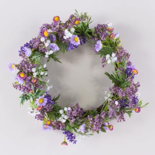 artplants.de Lavendelkranz künstlich AJILA, Gypsophila, Gänseblümchen, lila, Ø30cm - Deko Kranz/Kunstlavendel