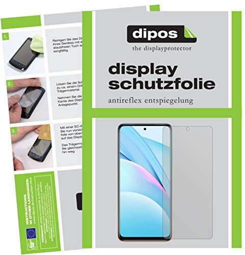 dipos I 2X Schutzfolie matt kompatibel mit Xiaomi Mi 10T Lite Folie Displayschutzfolie (bewusst Kleiner als das Glas, da Dieses gewölbt ist)