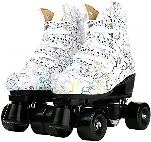 Rollschuhe Für Erwachsene, Frauen Und Männer, PU-Leder High-Top Glänzende Rollschuhe Sind Professionell Für Indoor- Und Outdoor-Sportarten, Zweireihige Schuhe Mit Rädern Für Kinder Mädchen A2,45