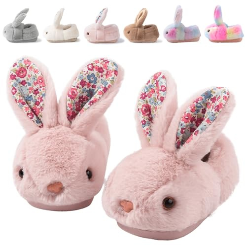 Nasogetch Chaussons Enfant Garçon Fille Hiver Pantoufles Antidérapants Bébé Peluche Lapin Mignon Chaud Chaussures