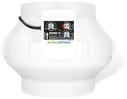 Weedness Grow Abluft Rohrlüfter Prima Klima Fan 250 mm EC-TC 0-1450 m³/h mit Temperatur- und Geschwindigkeitsregelung für Indoor Anbau