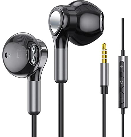 Headphones Wired In-Ear Wired Earphones Earbuds, Half in Ear Headphones 3.5mm Jack Wired Headphones with Microphone and Volume Control for iPhone, Samsung, Android, iPad,MP3,Most 3.5mm Audio Devices