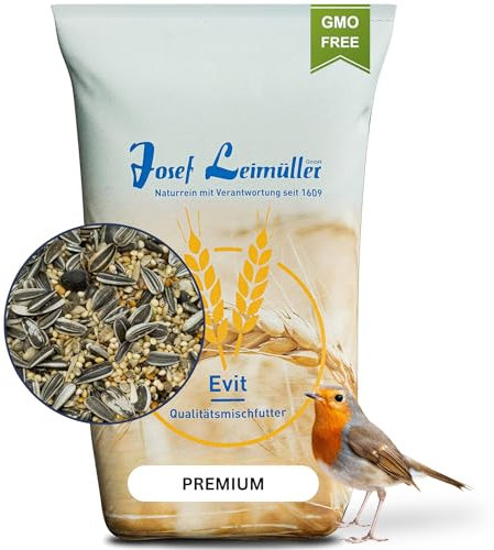 Leimüller Vogelfutter 25kg (Premium ohne Weizen) - Wildvogelfutter Ganzjahresfutter mit Sonnenblumenkerne - Streufutter für Wildvögel Staubfrei & ohne Zusatzstoffe