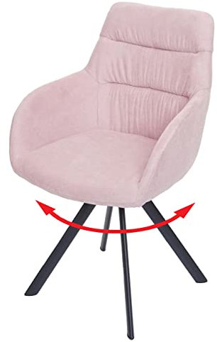Mendler Esszimmerstuhl HWC-J69, Küchenstuhl Stuhl mit Armlehne, drehbar Auto-Position, Samt - rosa