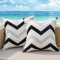 MIULEE Outdoor Kissenbezug Wasserdicht Kissen Wasserfest Dekorativ Kissenbezüge Geometrische Wellen Gestreift für Garten Sofa Couch Wohnzimmer Schlafzimmer 2er Set 45x45 cm Schwarz Grau