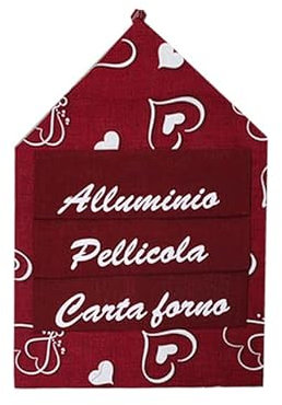 Russo Tessuti Porta Rotolo Alluminio Carta Forno Pellicola ORGANIZZER Cucina Cuori Paris Love-Bordeaux