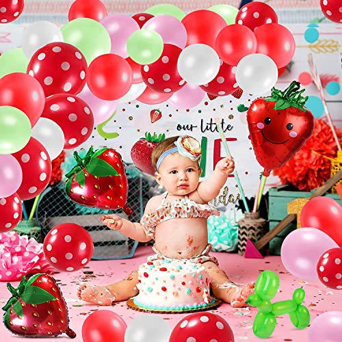 76-teiliges Erdbeer-Luftballons, süßes Erdbeer-Set für Hochzeit, Geburtstag, Party, Festival, Dekoration, Halloween, Weihnachten, Neujahrszubehör