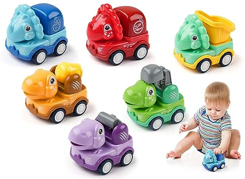 Deepton 6 Pcs Car Toys for Boys, Dinosaur, Toy Cars for Kids Age 10+, Pull Back Cars, Dinosaur Toys for Girls, Birthday Gifts