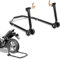 Ikodm Soporte de montaje para motocicleta, elevador trasero de motocicleta, soporte de elevación, ancho ajustable, trabajos de mantenimiento/montaje para motocicletas de hasta 300 kg, color negro