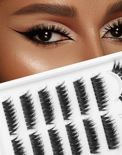 Dramatische Cluster DIY-Wimpernverlängerungen 7 Paare D-Curl-Wimpern Natürlicher Look 10-17mm Flauschige Wimpern