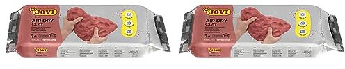 Jovi Air Dry Modelliermasse, gebrauchsfertig, lufttrocknend, auf Basis von Feuchtton, 1 kg in terracotta (Packung mit 2)