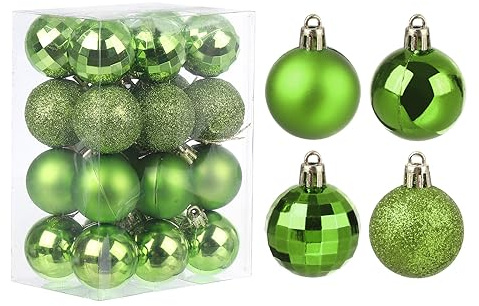 QUARKZMAN 24Stk Hell Grün 1.57 Weihnachtskugeln Ornamente Splitterfreie | Ornamente Hängend Bälle für Weihnachtsbäume Hochzeit Party Dekorationen