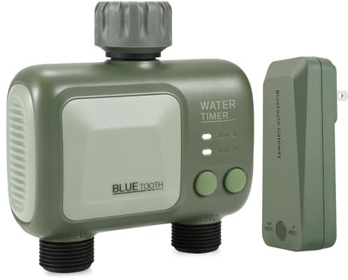 CROSOFMI Wifi Water Timer for Irrigation 2 Outlets Garden Bluetooth Hose Timer Automatic Sprinkler Timer with WIFI Hub Wireless Remote APP Control System for Lwan Greenhouse
