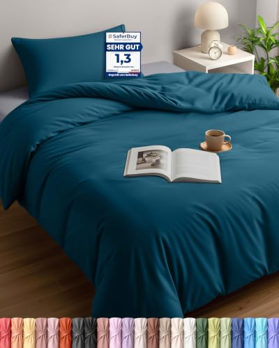 Utopia Bedding Double Duvet Cover with 2 Pillowcases 50x75 cm, Denim Blue | Microfiber Bedding Quilt Cover Set with Pillowcases, Oeko-TEX Certified,Soft Breathable Comfort - Ideal for Home and Hotels