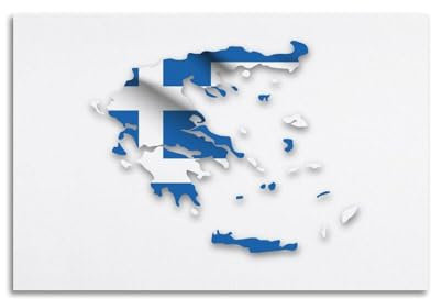 BPQN Landkarten-Poster, Europa, Griechenland, Landkarte, dekoratives Gemälde, Leinwand, Kunstbild, 60 x 90 cm