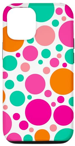 Custodia per iPhone 13 GRANDE POLKADOT MULTICOLOR ROSA E ACQUA E ARANCIO