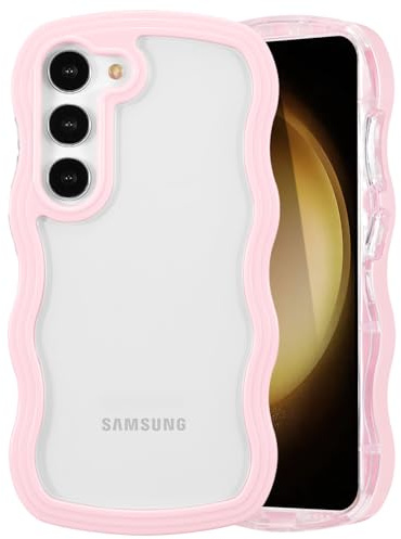 QLTYPRI Kompatibel mit Samsung Galaxy A15 4G/5G Hülle, Samsung A15 Transparent Case Aesthetic Curly Handyhülle Frauen Mädchen Girls Süßes Wellen Design Silikon TPU Bumper Schutzhülle - Rosa