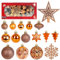 ZALAON 105 Pcs Christmas Balls, 1.2/1.5/2/2.3 Inch Bronze Shatterproof Baubles Set with Strings