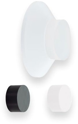 Evi Herrajes | Adhesive Door Stop | Wall Mounting | 35x15mm | White Lacquered Stainless Steel | Conical Shape | Two Rubbers Included | Adhesive or Screw Installation