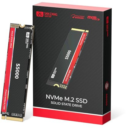 SAN ZANG MASTER Unidad interna de estado sólido SSD S5000 NVMe M.2 PCIe Gen 4x4, M.2 2280 3D NAND NVMe, velocidades de lectura de hasta 4900 MB/s, almacenamiento mejorado para computadora de PC,