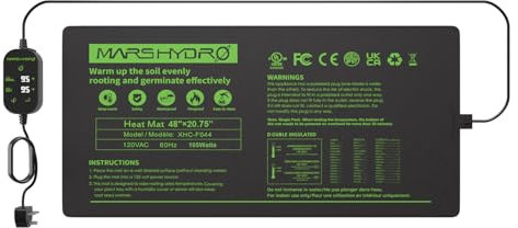 MARS HYDRO Tapis chauffant pour plantes avec thermostat pour jardin terrarium, tapis thermique pour semis germination et amphibiens reptiles -48 x 20,75