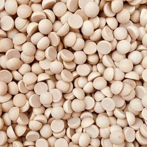 FSSTUD Lot de 500 perles demi-rondes en bois brut de 12 mm pour travaux manuels et projets de bricolage