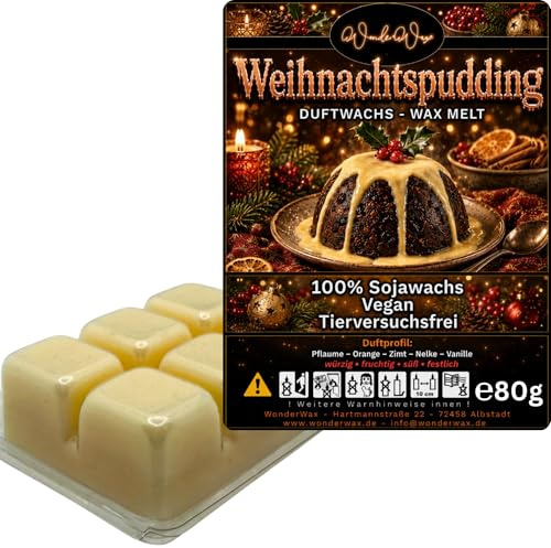 WonderWax® Duftriegel 6 x Duftwachs Würfel Weiß Weihnachtspudding | Farbe: Weiß | Raumduft für Duftlampen, Wax Melt, Sojawachs, Indoor Duftöl Wachs schmelzen für Aromalampe