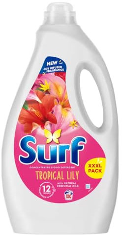 Surf Tropical Lily Laundry Liquid, 100 Wash- Lasts For Up to 100 Washes- Fresh & Pleasant Long-lasting Fragrance- Provides a Brilliant Deep Clean