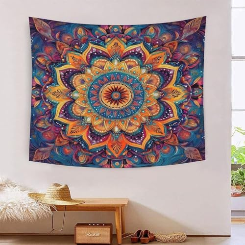 GRBASNDOU Psychedelischer Elefant-Mandala-Wandhänger - Indischer Baumwoll-Wandteppich Für Zimmer & Wohnzimmer 130cmx150cm