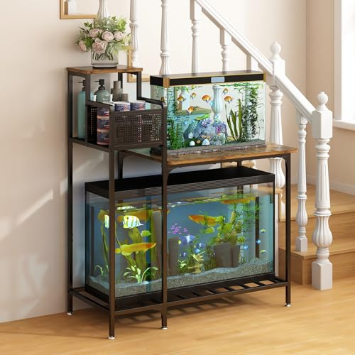 Wisdom Star Aquariumständer mit Metallrahmen, mit Ständer mit Schrankaufbewahrung, 84,1 cm L x 38,1 cm B Tischplatte, 150 kg Kapazität, passend für Aquarium, Schildkrötenbecken oder