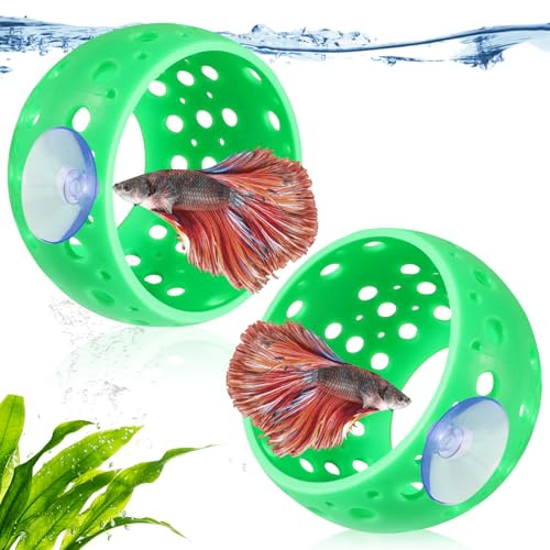 Editbar 2 Stück Aquarium Deko Versteck & Hängematte – Betta Höhle Rückzugsorte mit Saugnapf, Aquarium Dekoration Zubehör, Tunnel, Ideal für Kampffische, Garnelen, Zierfische Versteck (Grün)