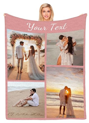 Yecaiyoger Personalisierte Decke Fotodecke Maßgeschneidert Decke mit Bildern Personalisierte Decke Geschenke für Erwachsene Haustier Personalisiert Vatertag Muttertag Jahrestag Geburtstag (4 Fotos)