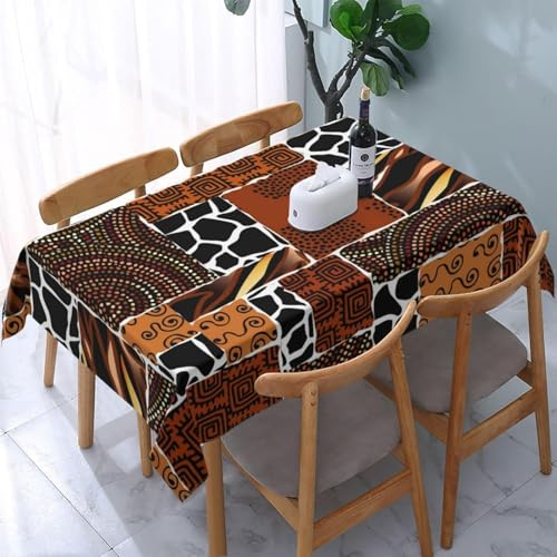 Tischdecke Abwaschbar Afrika Outdoor Rechteckig 100x140 cm 3D Tischdecken Traditionelles Retro-Muster, Tischtuch Ornamente Polyester Gartentischdecke 140x100 Tischwäsche Wetterfest a-4103