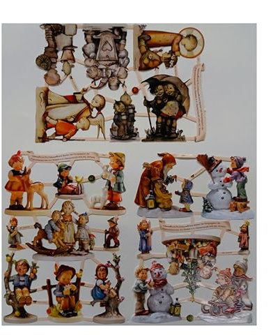 Glanzbilder Hummel Weihnachten Krippe Motiv Set aus 3 verschiedenen Papierbögen zum Basteln und Verzieren Poesiebilder Deko EF SET 7