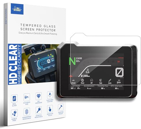 INNOSURE Gehärtetes Glas-Bildschirmschutzfolie für KTM 390/790/890 Adventure, 125/250/390/790/990 Duke und 1290/1390 Super DukeR Motorrad 5-Zoll-Instrumentendisplay | 9H (HD-Klar)