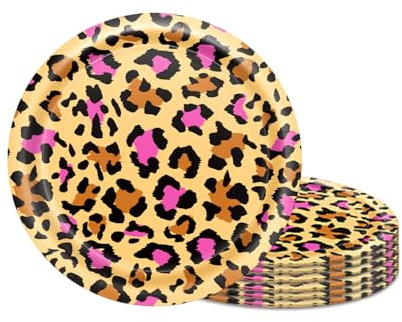 Pappteller mit Leopardenmuster, 17,8 cm, Geparden-Party-Dekorationen, Safari-Thema, Leopardenmuster, Dekoration für Dschungel, Geburtstag, Hochzeit, Partyzubehör (Teller 17,8 cm, 10 Stück)