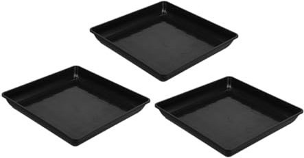 BIUDECO 3 Bandejas de Goteo para Macetas de Plástico Negro Rectangular, Accesorio para Jardín Que Recoge el Exceso de Agua y Mantiene Limpio el Suelo o Escritorio